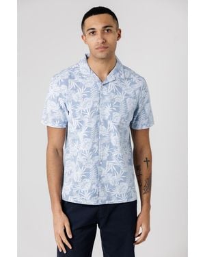 Tokyo Laundry Light Cotton Short Sleeve Button-Up Tropical Print Shirt - White