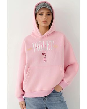 Hiccup Oversized Printed Hooded Sweatshirt - Pink