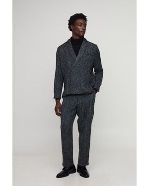 BoohooMAN Oversized Boucle Boxy Blazer - Blue