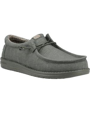 HEYDUDE Wally Stretch Canvas Cotton Deep Moccasins Shoes - Grey