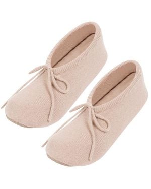 Pure Luxuries 'Appleby' Oatmeal Cashmere & Merino Wool Small Ballet Slippers - Pink