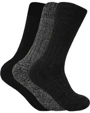 Sock Snob 3 Pairs Cushioned Sole Wool Blend Walking Hiking Socks For Boots - Black