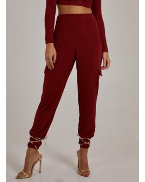 Pink Vanilla Slinky Luxe Pocket Joggers - Red