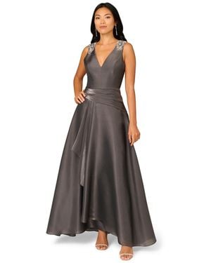 Adrianna Papell Iridescent Organza A-Line Gown - Grey