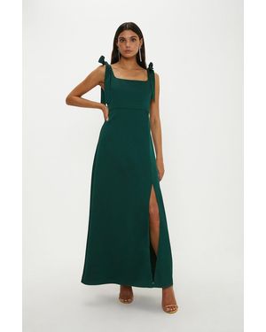 Oasis Satin Tie Shoulder Midi Bridesmaids Dress - Green