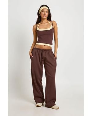 Boohoo Double Layer Top And Jogger Tracksuit With Headband - Brown