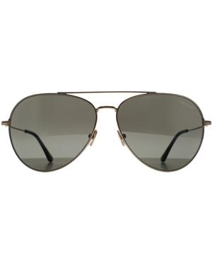 Tom Ford Aviator Shiny Rose Smoke Dashel Ft0996 Metal - Grey