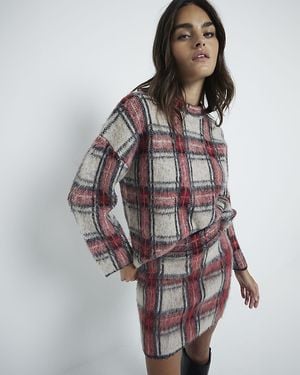 River Island Jumper Hairy Tartan - Red