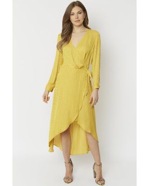 Jayley Shara Silk Blend Wrap Dress - Yellow