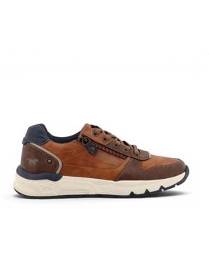 Mustang Tan Faux Leather Trainer Trainers - Brown
