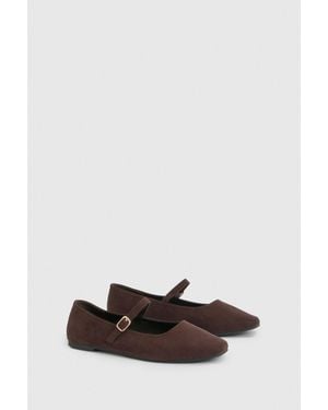 Boohoo Faux Suede Strap Detail Ballet Flats - White