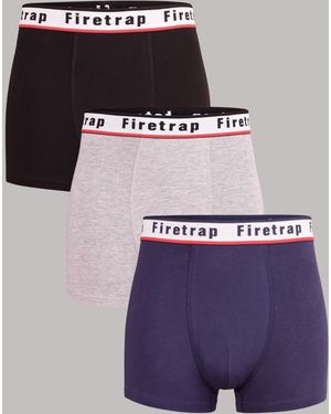 Firetrap Multi 3 Pack Cotton Stretch Boxers With Logo Waistband - Blue