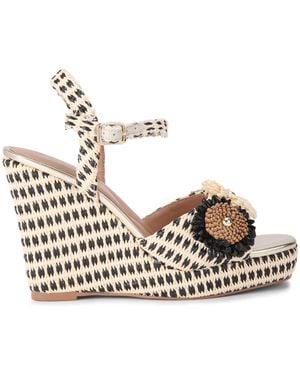 Carvela Kurt Geiger Sorrento Flower Wedge Heels - Metallic