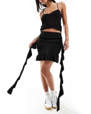Pieces Festival Frill Detail Mini Skirt - Black