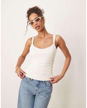 Abercrombie & Fitch Sweetheart Neckline Contrast Top - White