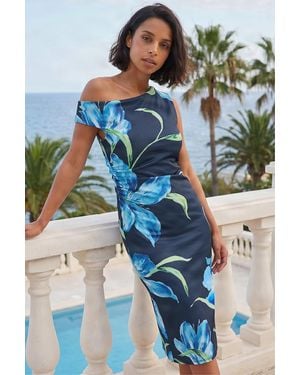 D.u.s.k Floral Asymmetric Midi Dress - Blue