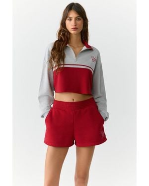 Grimelange Colour Block Half Zip Sweatshirt - Red