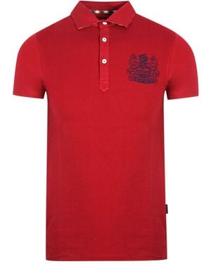 Aquascutum Aldis Crest Chest Logo Polo Shirt Cotton - Red