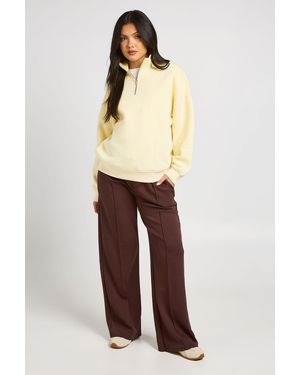 Boohoo Maternity Oversized Half Zip Sweatshirt - Natural
