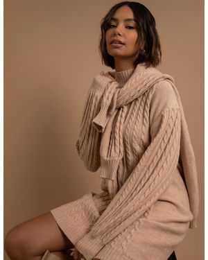 Blue Vanilla Cable Knit Dress - Brown