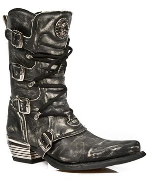 New Rock Dallas Leather Boots- M.7993-S3 - Black