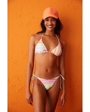 Penti Low-Waist Tie-Side Striped Bikini Bottoms - Orange