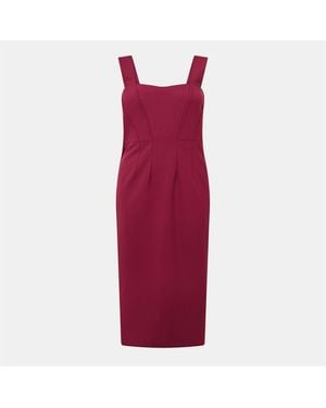 BOSS Dizena Sweetheart Neck Sleeveless Midi Dress - Red