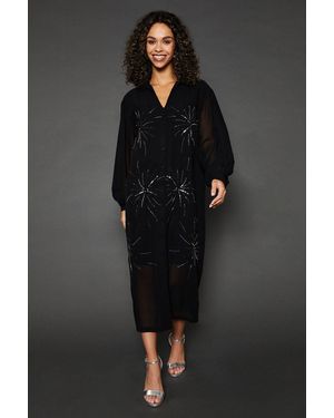 Wallis Occasion Embellished Midi Shirt Dress - Black