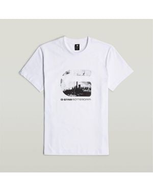 G-Star G Rotterdam Lettering Regular Fit T-Shirt - White
