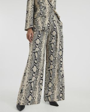 River Island Wide Leg Trousers Snake Viscose - Natural