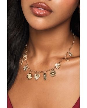 Boohoo Charm Necklace - Brown