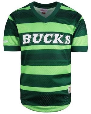 Mitchell & Ness Nba Bucks Wordmark Mesh T-Shirt - Green