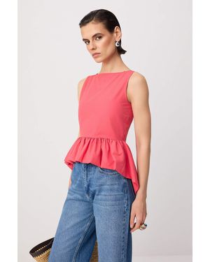 Trendyol Mi̇Lla Effen Lang Peplum Blouses - Rood