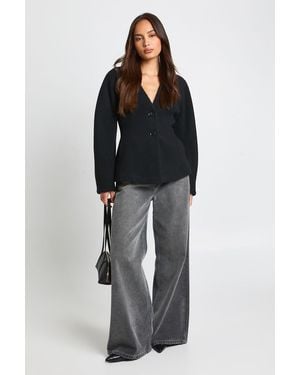 Boohoo Wool Look Synched Waist Coat - Black