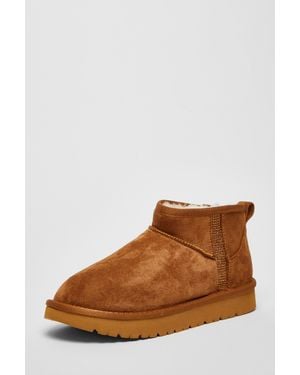 Quiz Faux Suede Diamante Ankle Boots - Brown