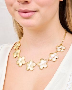 The Jewellery Stockroom Plated Statement Textured Floral Necklace - Natural