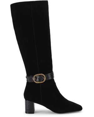 Kurt Geiger Suede Turnlock Knee Boots - Black