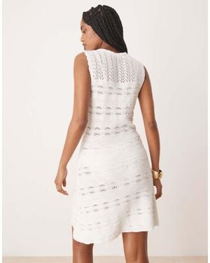 Nobody's Child Mock Crochet Mini Dress - White