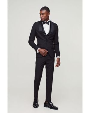 BoohooMAN Skinny Tuxedo Single Breasted Suit Jacket - Blue