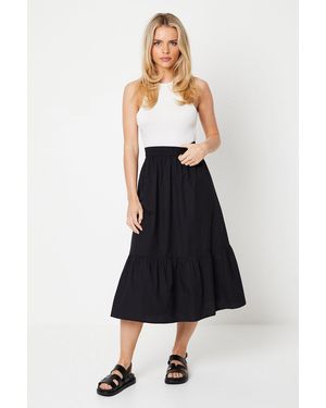 Oasis Petite Poplin Midi Skirt - Blue