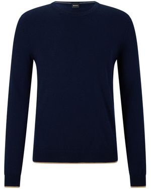 BOSS Crew Neck Long Sleeve Regular Fit Jumper - Blue