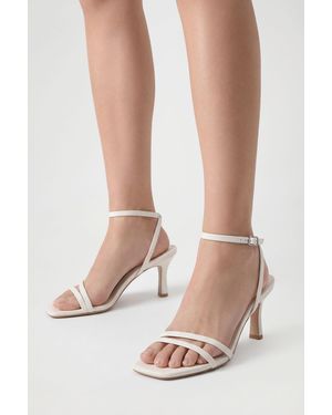 Boohoo Wide Fit Double Strap Mid Height Heels - White