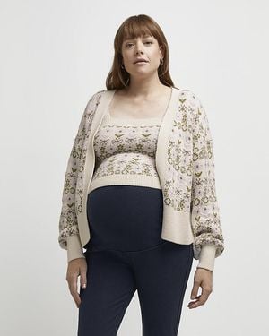 River Island Cami & Cardigan Set Maternity Cotton - Natural