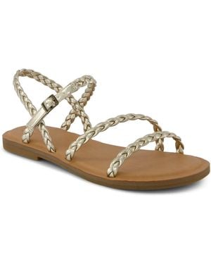 TOMS Kira Gladiator Sandals Open Toe Flats - Brown