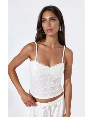 Busem Embroidered Lace Crop Cami Blouse - White