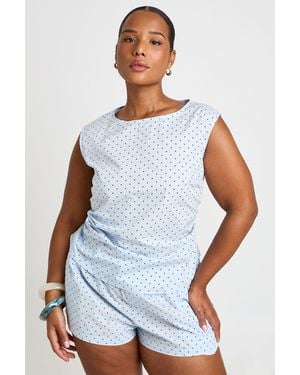 Boohoo Plus Polka Dot Top - White