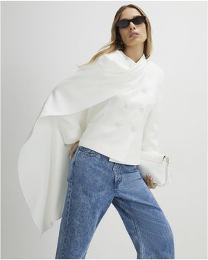 River Island Blazer Long Sleeve Short Cape - White