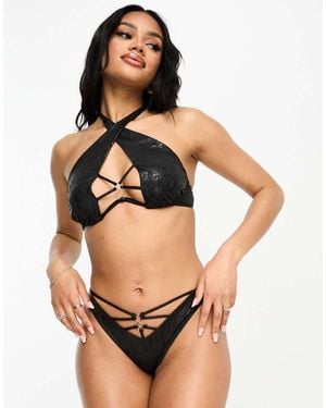 Ann Summers St Lucia Pu Bikini Bottoms - Black