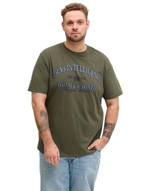 Jack & Jones Graphic T Shirt Round Neck Tee Plus Size - Green