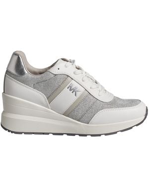 Michael Kors Mabel Leather And Mesh Trainers With Shiny Chain 43S4Mbfsbd - Grey